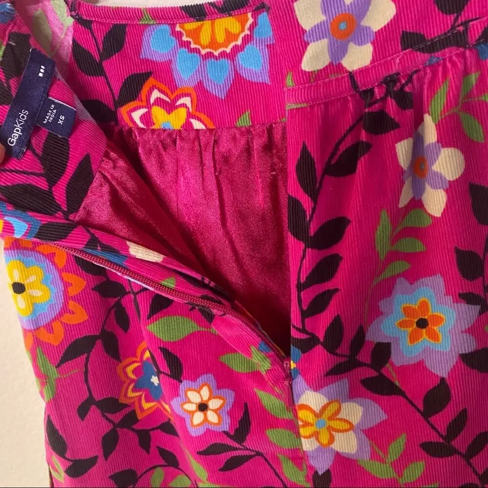 Gap Kids Corduroy Pink Floral Dress w Pockets XS
